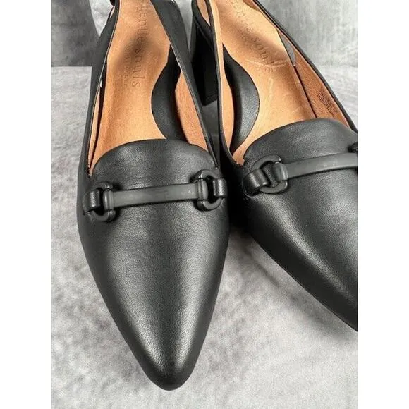 Gentle Souls by Kenneth Cole Dionne Black Leather Slingback Heel Size 6.5
