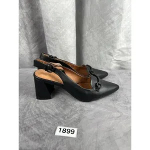 Gentle Souls by Kenneth Cole Dionne Black Leather Slingback Heel Size 6.5