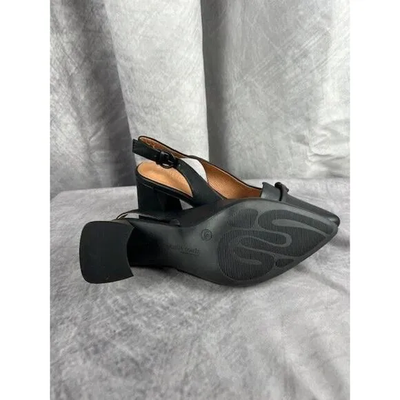 Gentle Souls by Kenneth Cole Dionne Black Leather Slingback Heel Size 6.5