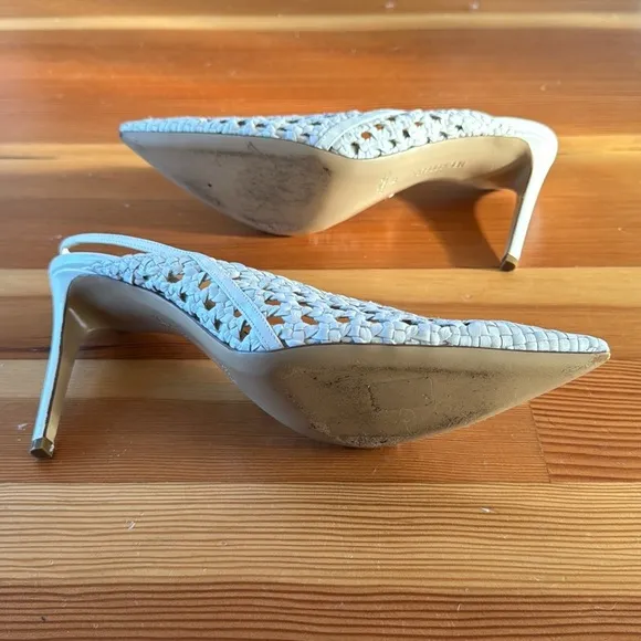 Gently worn (once!) handmade in Italy Neil J. Rodgers white leather heels
