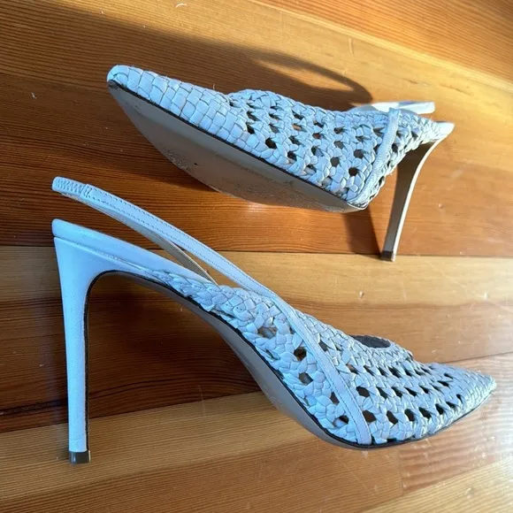 Gently worn (once!) handmade in Italy Neil J. Rodgers white leather heels