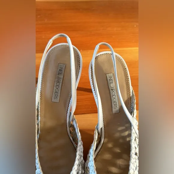 Gently worn (once!) handmade in Italy Neil J. Rodgers white leather heels