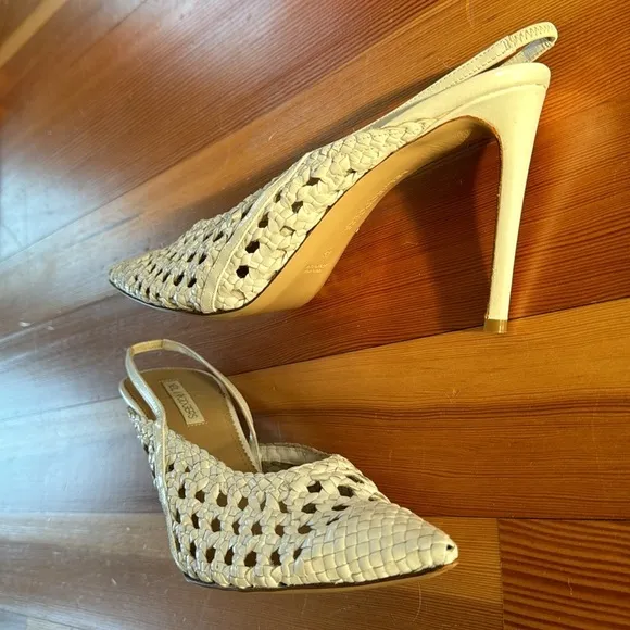 Gently worn (once!) handmade in Italy Neil J. Rodgers white leather heels
