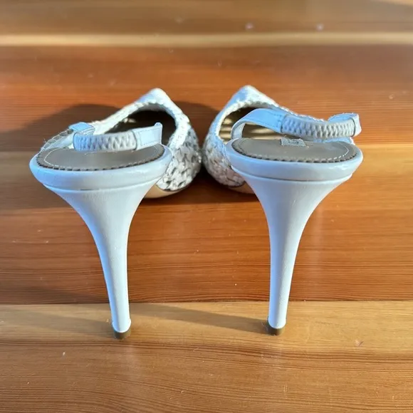 Gently worn (once!) handmade in Italy Neil J. Rodgers white leather heels