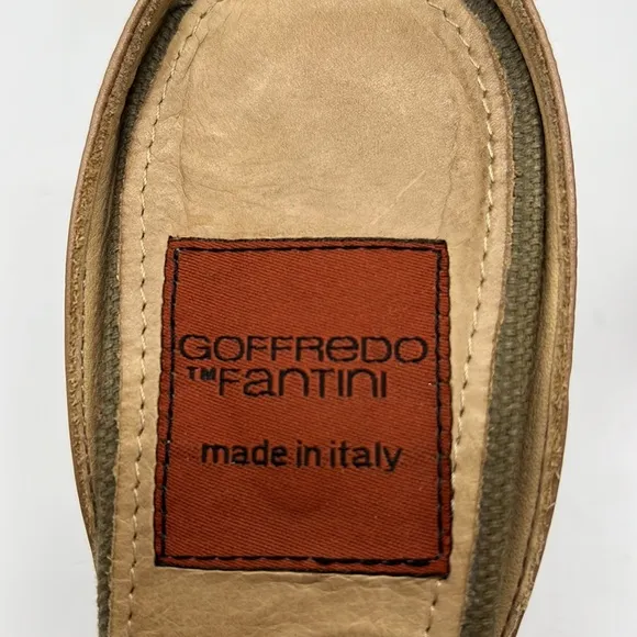 Geoffredo Fantini Mules Olive Green Canvas and Leather Mule/Slides Size 39