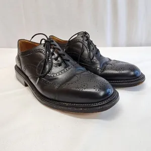 George's Coll Size 7.5 Mens Handmade SPAIN Black Leather Wingtip Oxfords K