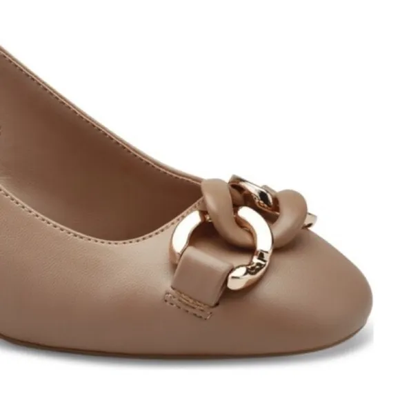 GIANI BERNINI • Nude Memory Foam Chain Decor Block Slingback Pump Heels 🌺