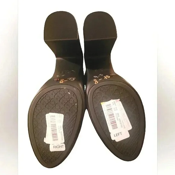 Gianni Bini Slip On Clog Mules Black Leather Block Heel Platform 9.5