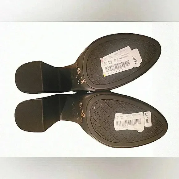Gianni Bini Slip On Clog Mules Black Leather Block Heel Platform 9.5