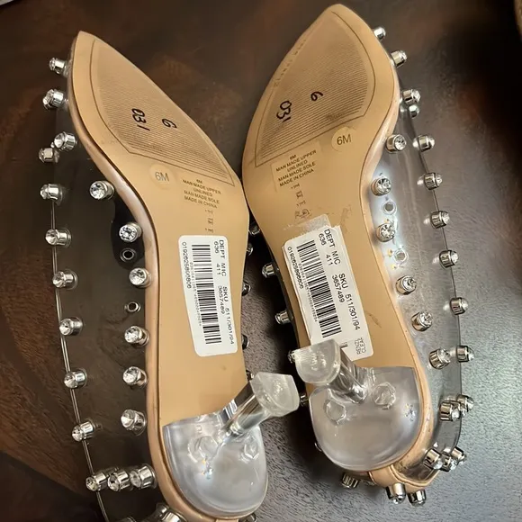 Gianni BiniRenzlee Clear Studded Vinyl Kitten Heels.