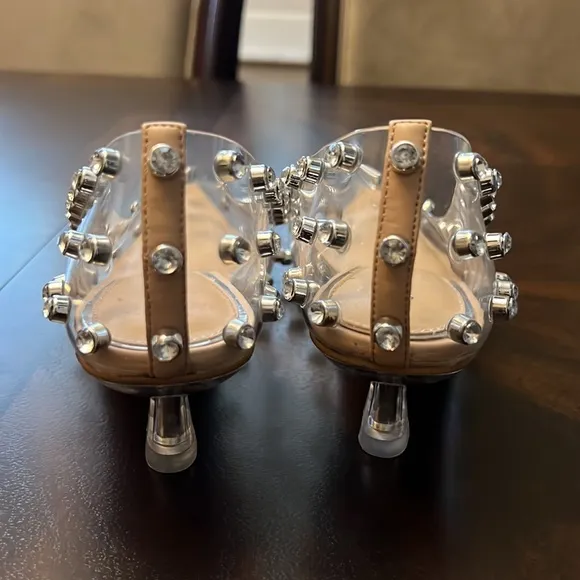 Gianni BiniRenzlee Clear Studded Vinyl Kitten Heels.
