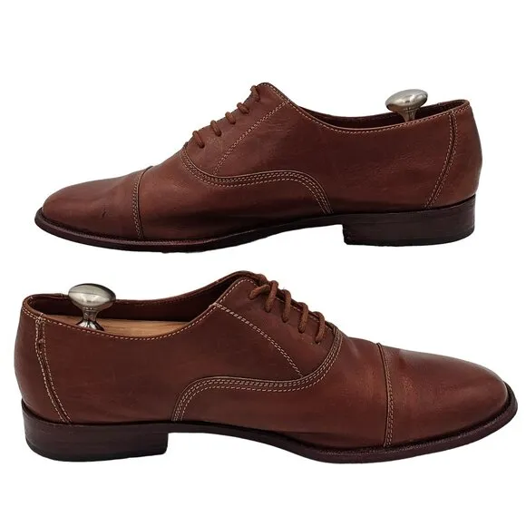 Giannini Italy Men's size 12 Brown Leather Dress Shoes Cap-toe Italian Oxfords