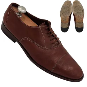 Giannini Italy Men's size 12 Brown Leather Dress Shoes Cap-toe Italian Oxfords