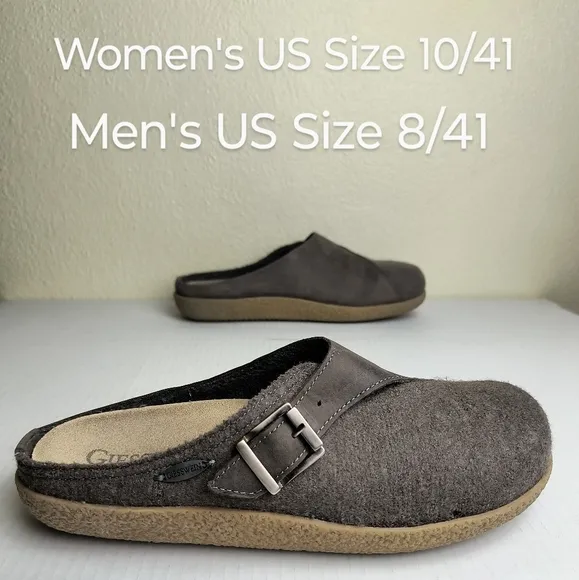 Giesswein Brown Clogs with Wool Upper and Adjustable Strap Unisex W-10/ M-8