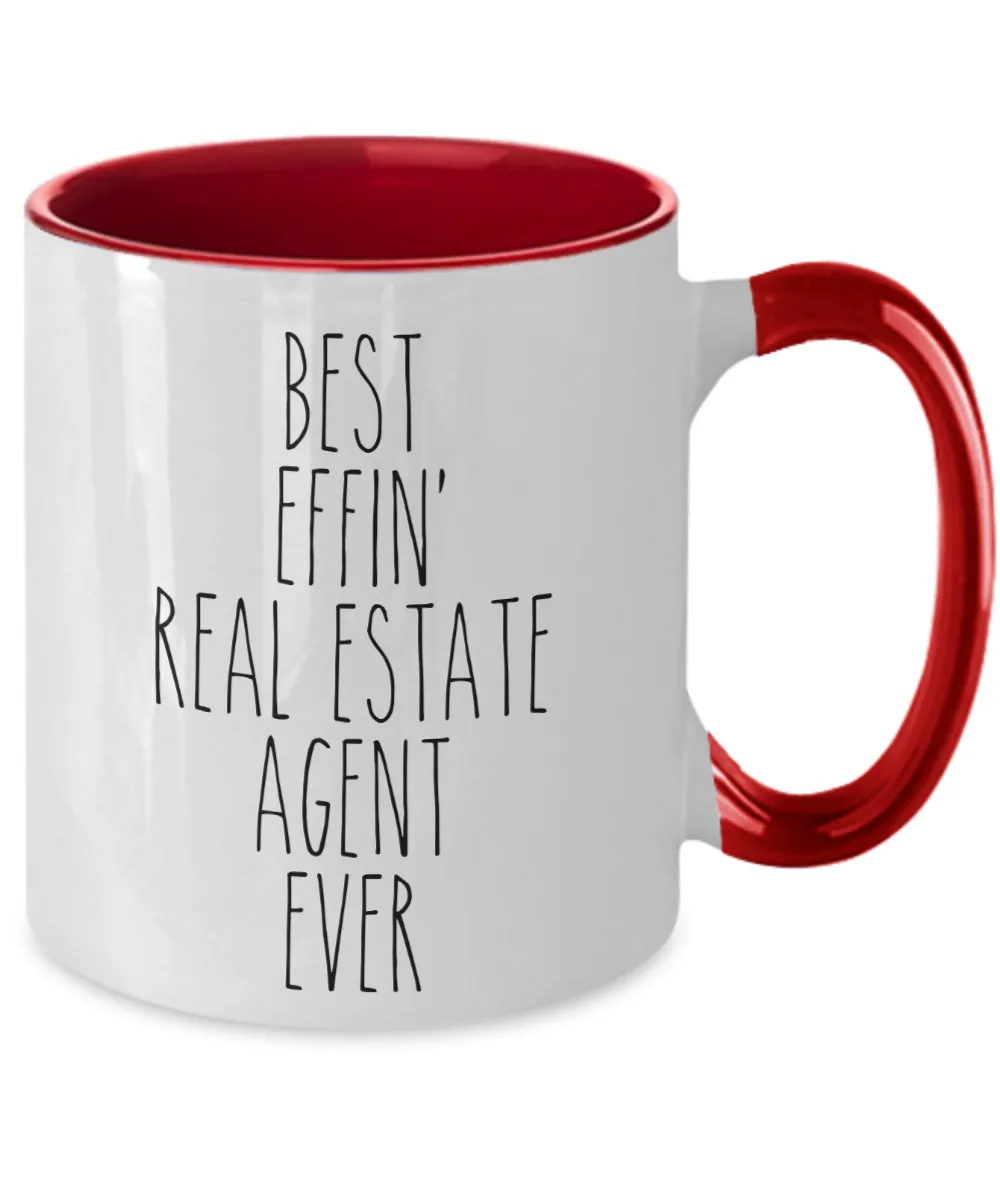 Gift For Real Estate Agent Best Effin' Real Estate Agent Ever Mug Two-Tone Coffee Cup Funny Coworker Gifts