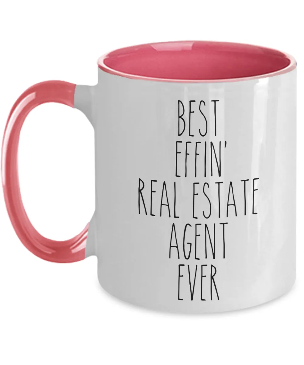 Gift For Real Estate Agent Best Effin' Real Estate Agent Ever Mug Two-Tone Coffee Cup Funny Coworker Gifts