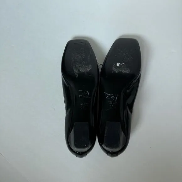 Giorgio Armani Black Block Heel Patent Leather Mules Size 8/38.5 NWOB