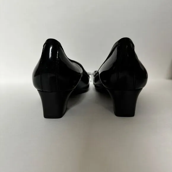 Giorgio Armani Black Block Heel Patent Leather Mules Size 8/38.5 NWOB