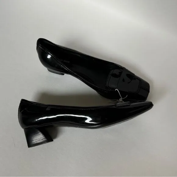 Giorgio Armani Black Block Heel Patent Leather Mules Size 8/38.5 NWOB