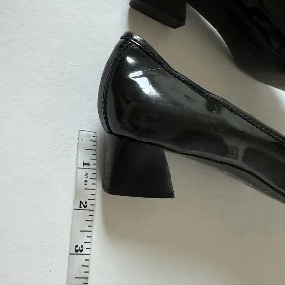 Giorgio Armani Black Block Heel Patent Leather Mules Size 8/38.5 NWOB