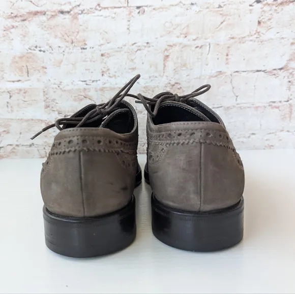 Giorgio Armani Brown Leather Oxfords with Brogue Detailing