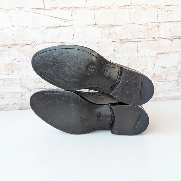 Giorgio Armani Brown Leather Oxfords with Brogue Detailing