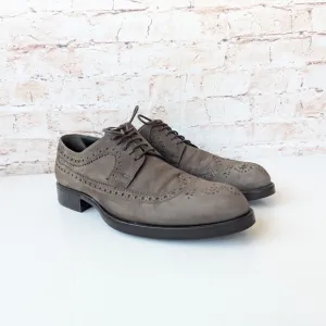 Giorgio Armani Brown Leather Oxfords with Brogue Detailing