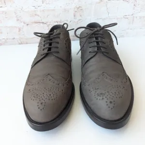 Giorgio Armani Brown Leather Oxfords with Brogue Detailing