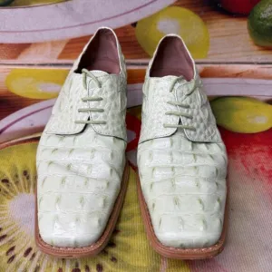 Giorgio Brutini Mens Size 11M Light Green Crocodile Print Genuine Leather Oxford