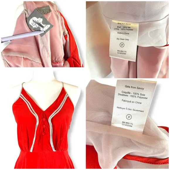 Girls From Savoy Anthro Misty Red Silk Pinup Twee Mini Dress ASO Sailor Cherry 4