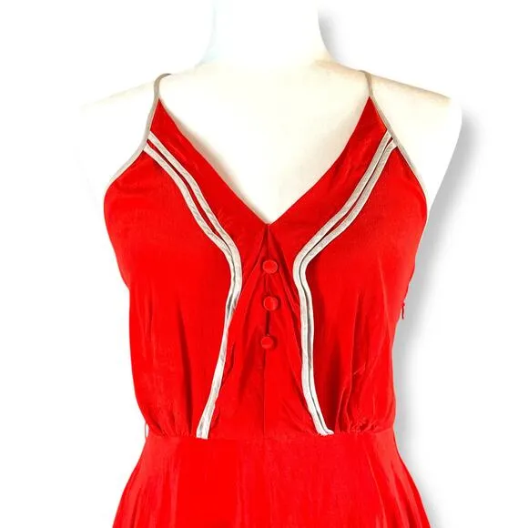 Girls From Savoy Anthro Misty Red Silk Pinup Twee Mini Dress ASO Sailor Cherry 4