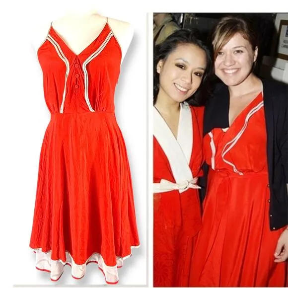 Girls From Savoy Anthro Misty Red Silk Pinup Twee Mini Dress ASO Sailor Cherry 4
