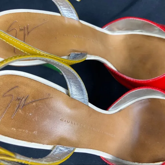 Giuseppe Zanotti multicolor open toe slingback heels