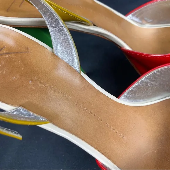 Giuseppe Zanotti multicolor open toe slingback heels
