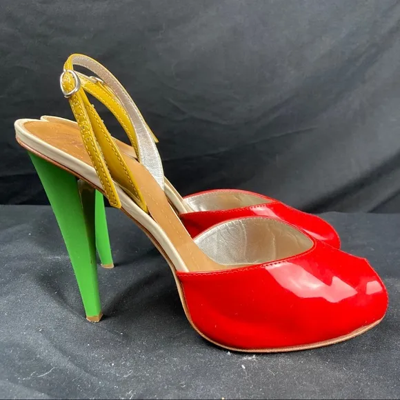 Giuseppe Zanotti multicolor open toe slingback heels