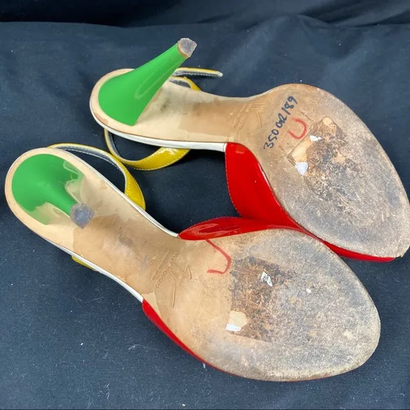 Giuseppe Zanotti multicolor open toe slingback heels