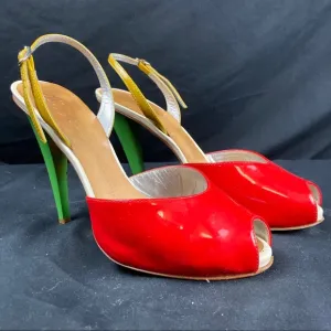 Giuseppe Zanotti multicolor open toe slingback heels