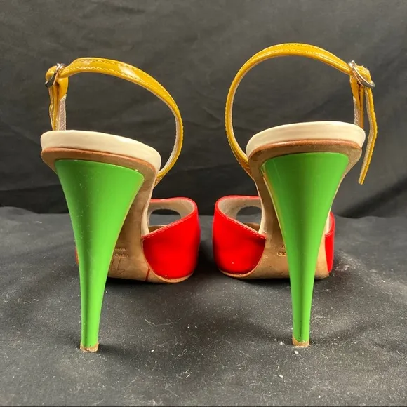 Giuseppe Zanotti multicolor open toe slingback heels