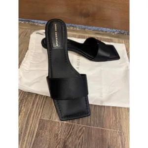 Good American Black Mules with Gold and Rhinestone Kitten Heels, 9, NEW *NO BOX*
