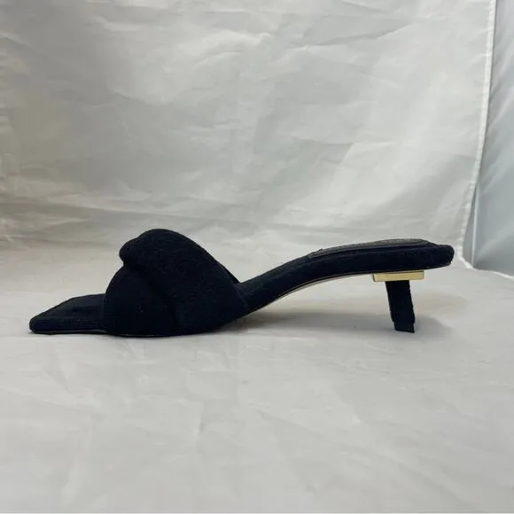 Good American Black Terry Cloth Kickstand Kitten Heel size 9.5  9 1/2