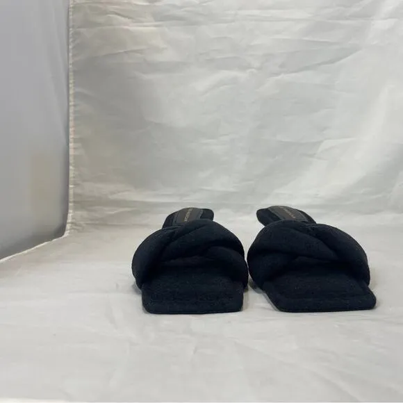 Good American Black Terry Cloth Kickstand Kitten Heel size 9.5  9 1/2