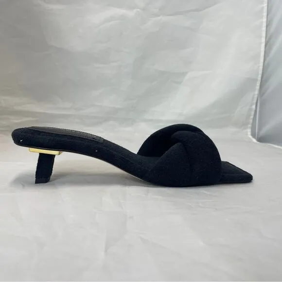 Good American Black Terry Cloth Kickstand Kitten Heel size 9.5  9 1/2