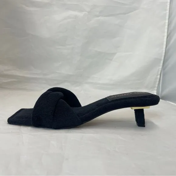 Good American Black Terry Cloth Kickstand Kitten Heel size 9.5  9 1/2