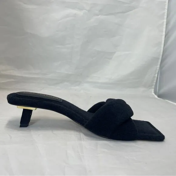 Good American Black Terry Cloth Kickstand Kitten Heel size 9.5  9 1/2