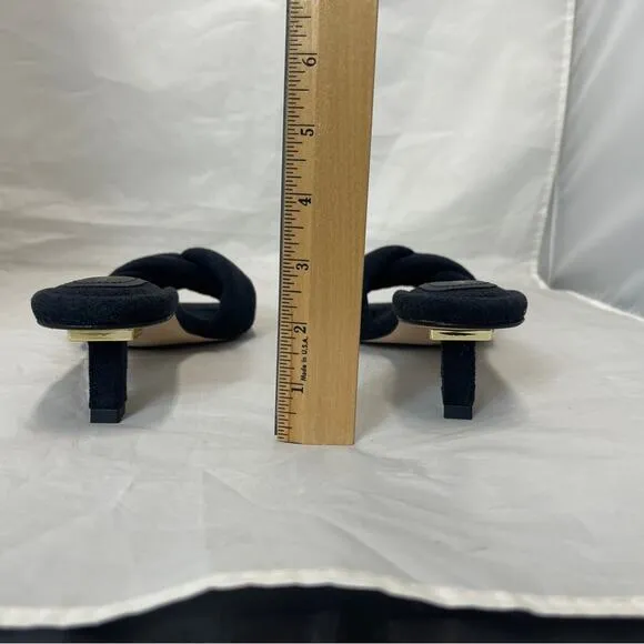 Good American Black Terry Cloth Kickstand Kitten Heel size 9.5  9 1/2