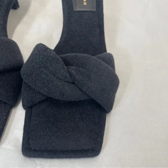 Good American Black Terry Cloth Kickstand Kitten Heel size 9.5  9 1/2