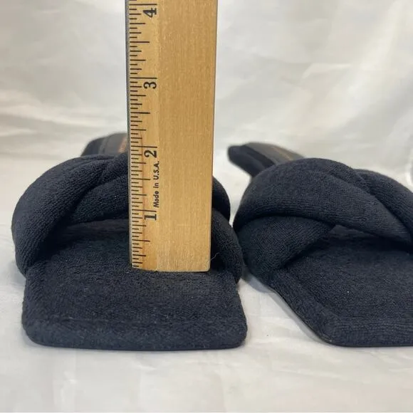Good American Black Terry Cloth Kickstand Kitten Heel size 9.5  9 1/2