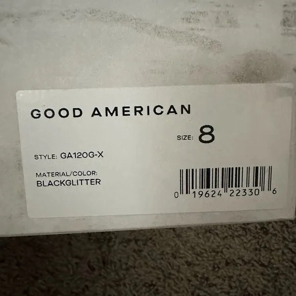 Good American Glitter 4” Slingback Heels Black size 8
