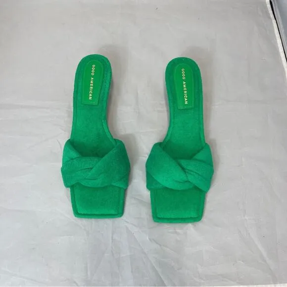 Good American Green Terry Cloth Kickstand Kitten Heel size 10