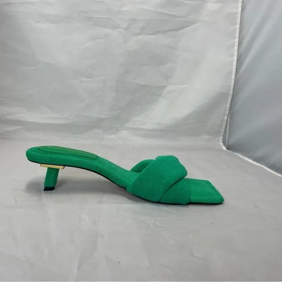 Good American Green Terry Cloth Kickstand Kitten Heel size 10
